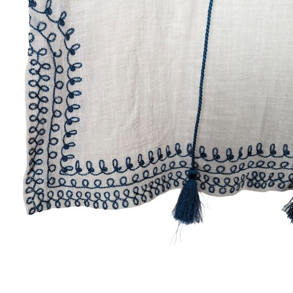 Solitaire by Ravi Khosla sleeveless blue white Summer bohemian embroidered Tunic - Picture 6 of 15